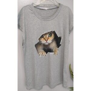 Miss Look Cat Sleeveless Tee Size M